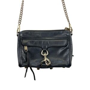 Rebecca Minkoff Black Leather Crossbody‎ Bag Chain Strap Designer Shoulder Purse